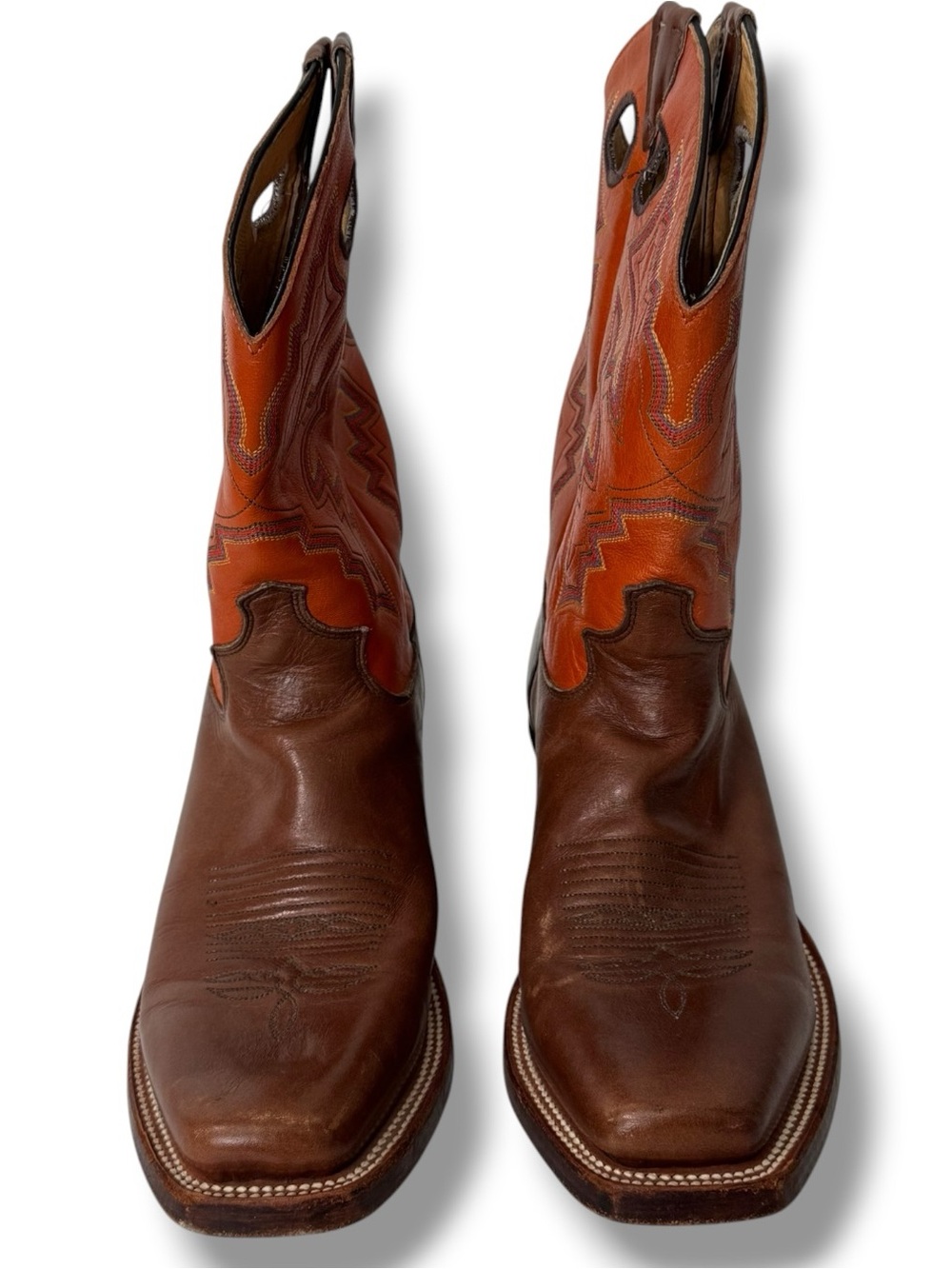 Justin Bent Rail 2659 Buckaroo Cowboy Boots Men’s 9.5D Brown Orange Leather